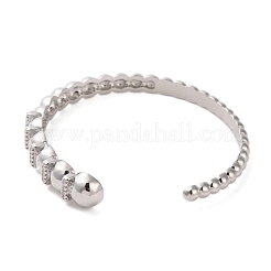 Brass Micro Pave Clear Cubic Zirconia Cuff Bangle&nbsp;BJEW-K239-02P