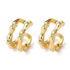 Brass Micro Pave Clear Cubic Zirconia Two-layer C-Shaped Cuff Earrings&nbsp;EJEW-D328-05G-01