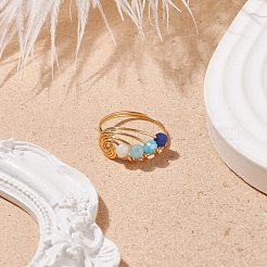 Glass Braided Vortex Finger Ring&nbsp;RJEW-TA00046-03