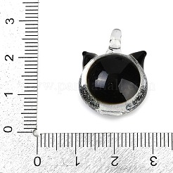 手作りランプワークペンダント  猫の形のチャーム  ディープスカイブルー  23.5~24x17.5x13.5~14mm  穴：2.5mm&nbsp;LAMP-Q005-05A-02