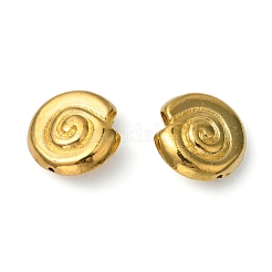 チベット風合金ビーズ  鉛フリー＆カドミウムフリー＆ニッケルフリー  金色  らせん  直径約14mm  厚さ7mm  穴：1mm&nbsp;X-K095H012