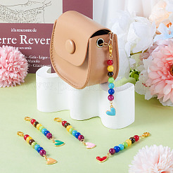 5Pcs 5 Colors Alloy Enamel Heart Pendant Decorations&nbsp;HJEW-TA0001-27