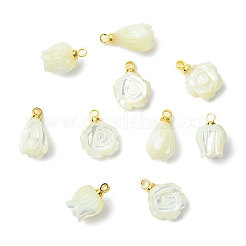 12Pcs 3 Styles Natural Shell Carved Flower Charms&nbsp;KK-CJ0003-83