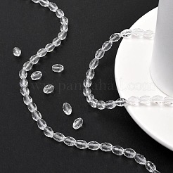 ガラスビーズ連売り  多面カット  オーバル  透明  約8mm長  厚さ6mm  穴：1.5mm  約72個/連&nbsp;GC893Y-14