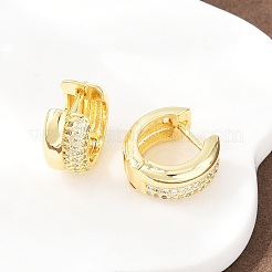 Brass Micro Pave Clear Cubic Zirconia Hoop Earrings&nbsp;EJEW-F405-12G
