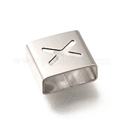 Letter Style 304 Stainless Steel Square Slide Charms&nbsp;STAS-L132-15X