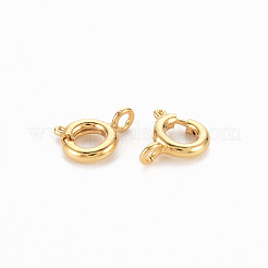 真鍮のスプリングリングの留め金  ニッケルフリー  18KGP本金メッキ  6x1.5mm  穴：1.5mm&nbsp;KK-N231-258-NF
