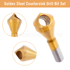 スチール皿穴ドリルビット  ゴールドカラー  4.5~8.45x1~2.8cm  4個/セット&nbsp;TOOL-WH0125-90