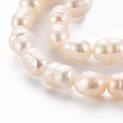 天然養殖淡水パールビーズ連売り  ライス  貝殻色  7~9x6~7mm  穴：0.5mm  約22~23個/連  7.09''（18センチメートル）&nbsp;PEAR-S012-41E