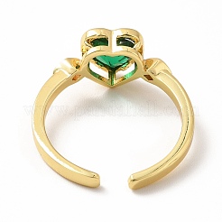Cubic Zirconia Heart Open Cuff Ring&nbsp;RJEW-H101-15G