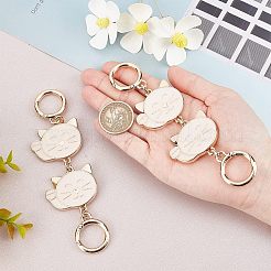 財布チェーン用合金エナメル猫リンク チェーン  財布ストラップエクステンダー  スプリングリングクラスプ付き  かばん 財布 作り アクセサリー  古いレース  140x40x4mm&nbsp;PURS-WH0001-40