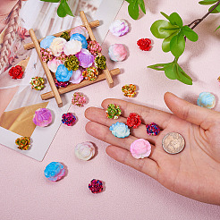 54個 9種類の不透明樹脂ビーズ  花  ミックスカラー  15~18x15~19.5x7.5~11.5mm  穴：1.4~2mm  6個/スタイル&nbsp;RESI-TA0003-10