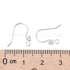 925スターリングシルバーピアスフック  ラインストーン付き  銀  13x16mm  穴：1.5mm  24ゲージ  ピン：0.5mm&nbsp;STER-S002-52