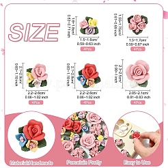 20個 5種類のスタイルの手作り磁器カボション  陶土ビーズ  花  ミックスカラー  15.5~28x15~26x7~15mm  4個/スタイル&nbsp;PORC-YW0001-19