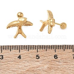 304ステンレススチール製鳥型軟骨ピアス  18KGP本金メッキ  ツバメ  13x15.5mm&nbsp;SA-CBA1F7E-01G-11