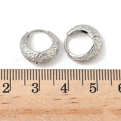真鍮製フープピアス  プラチナメッキ  13x14x6mm&nbsp;EJEW-D320-16P