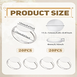 DIY ブランクドーム真鍮調節可能リング作成キット  透明ガラスカボション付き  プラチナ  12mm  内径：17mm&nbsp;DIY-LP0001-52