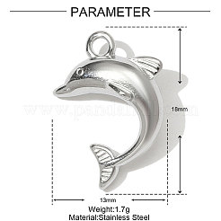 304ステンレスペンダント  イルカのチャーム  ステンレス鋼色  18x13mm&nbsp;STAS-OY001-01P