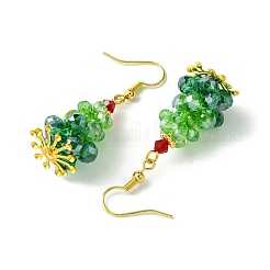 Christmas Theme Imitation Austrian Crystal & Electroplate Glass Dangle Earrings&nbsp;EJEW-TA00469