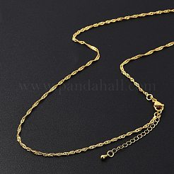 Brass Singapore Chains Necklaces for Women&nbsp;NJEW-D302-34G