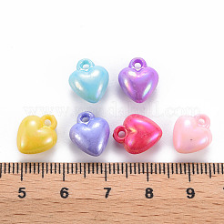 オペークアクリルチャーム  染め  ABカラー  ハート  ミックスカラー  11.5x9.5x5.5mm  穴：1.6mm  約1660個/500g&nbsp;MACR-S373-37I