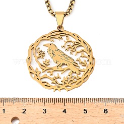 201 Stainless Steel Hollow Hummingbird Pendant Box Chain Necklaces for Women Men&nbsp;NJEW-M086-05G