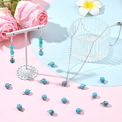 80Pcs 2 Styles Glass & Synthetic Turquoise Pendants&nbsp;PALLOY-SW00128