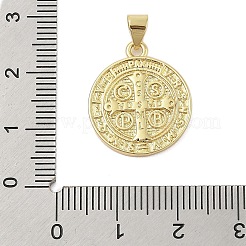 Flat Round Real 18K Gold Plated Rack Plating Brass Pendants&nbsp;KK-Z074-19G-04