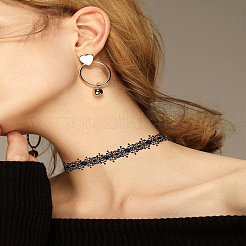 5ヤードポリエステル刺繍フラワーレーストリム  洋服アクセサリー用  ブラック  3/4インチ（20mm）&nbsp;OCOR-LP0003-54B