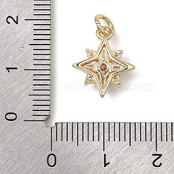 真鍮製マイクロパヴェキュービックジルコニアチャーム  14KGP本金メッキ  丸カン付き  スター  14.5x12x4mm  穴：3.2mm&nbsp;KK-C133-03A-G