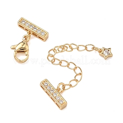 Brass Micro Pave Clear Cubic Zirconia Curb Chain Extender&nbsp;KK-G556-08G-01