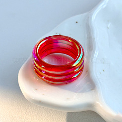 女性用プラスチック指輪  ストライプ  ファイヤーブリック  内径：18mm&nbsp;FS-WG8B407-05