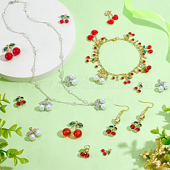 40個 10スタイル 合金レッドエナメル＆合金ラインストーンペンダント  さくらんぼのチャーム  ミックスカラー  10.5~27x6~23.5x2~11.5mm  穴：1.6~2.5mm  4個/スタイル&nbsp;FIND-PH0060-34