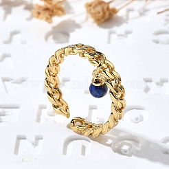 Brass Curb Chain Cuff Rings for Women&nbsp;RJEW-Z085-03G-07