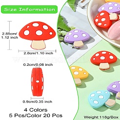 20Pcs 4 Colors Mushroom Food Grade Eco-Friendly Silicone Focal Beads&nbsp;SIL-CJ0001-63