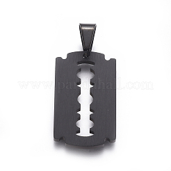 304ステンレスペンダント  ブレード  ガンメタ色  30x18x2mm  穴：9x4mm&nbsp;STAS-G195-23B