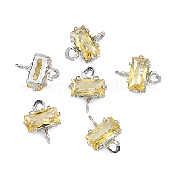 SHEGRACE Brass Pave Cubic Zirconia Rectangle Connector Charms&nbsp;XGRQ2O670-438C-P