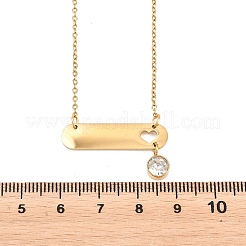 304 Stainless Steel Crystal Rhinestone Long Oval with Flat Round Pendant Necklaces&nbsp;NJEW-H093-08G