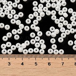 ガラスシードビーズ  セイロン  丸い穴  ラウンド  ホワイト  4x3mm  穴：1.4mm  7650個/ポンド&nbsp;SEED-H002-E-A121