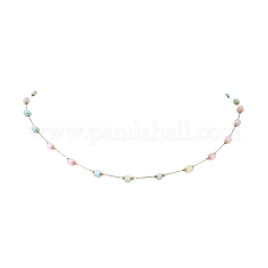 Dyed Disc Natural Shell & 304 Stainless Steel Link Chain Necklaces&nbsp;NJEW-JN05452