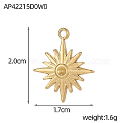 Sun Charms 304 Stainless Steel Pendants&nbsp;STAS-OY004-30G