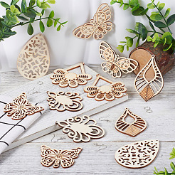 DIY Filigree Wood Dangle Earring Making Kit&nbsp;DIY-TA0009-69