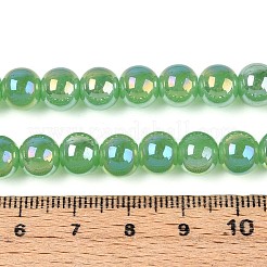 電気メッキジェイド風ガラスビーズ連売り  ラウンド  ABカラーメッキ  ライムグリーン  8~8.5mm  穴：1mm  約51~53個/連  14.57~15.35インチ（37~39cm）&nbsp;GLAA-T032-J8mm-AB05