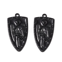 ハロウィンアロイエナメルペンダント  人間と盾  電気泳動黒  33x17x3mm  穴：1.7mm&nbsp;FIND-G024-04EB