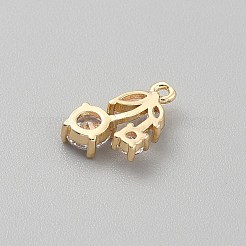 真鍮製マイクロパヴェキュービックジルコニアペンダント  14KGP本金メッキ  チェリー  13.5x9.5x3.5mm  穴：1mm&nbsp;KK-WH0365-009G-06