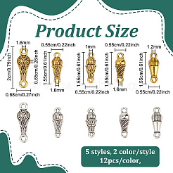 120Pcs 10 Styles Tibetan Style Zinc Alloy Gourd Shaped Connector Charms&nbsp;FIND-PH0038-29