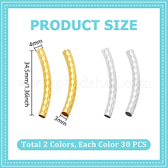 60Pcs 2 Colors Brass Curved Tube Beads&nbsp;KK-UN0004-25