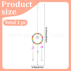 1Pc Colorful Glass Beaded Woven Net Suncatchers&nbsp;AJEW-CY0001-95C