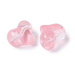 透明ガラスビーズ  ハート  ピンク  12.5~13x15~15.5x10~10.5mm  穴：1.2~1.4mm  約462個/1000g&nbsp;GLAA-TAC0022-14