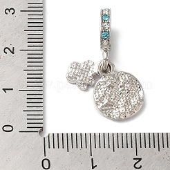 Rack Plating Alloy Aquamarine & Crystal Rhinestone European Dangle Charms&nbsp;PALLOY-S189-16P